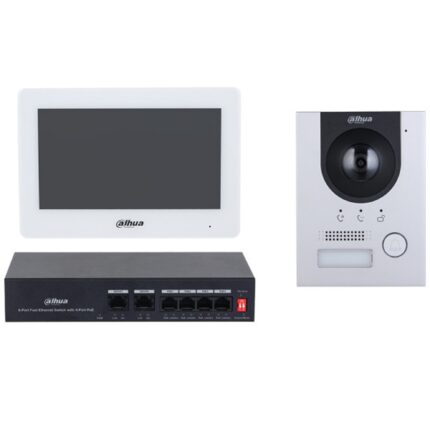 Dahua SDA-DHI-KTP04-S IP-Videogegensprechanlagen-KIT, Komplettpaket mit Außenstation und 7" PoE TFT-Touchscreen Display