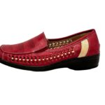 Damen Slip on Flache Schuhe Rot 42