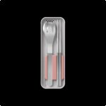 Das Besteck Set für unterwegs 2.0 - monbento MB Slim Box Essstäbchen rosa Flamingo