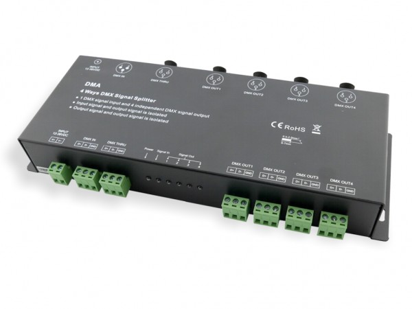 DMA 4-fach DMX Splitter + Verstärker XLR Schraubklemme 12-36VDC DMA 4-fach DMX Splitter + Verstärker XLR Schraubklemme 12-36VDC - Image 1