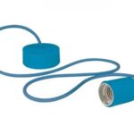 E27 Kabelleuchte 1,40m Textilkabel Silikon - blau -