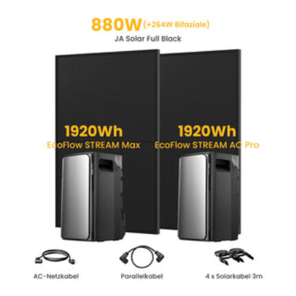 EcoFlow STREAM AC Pro - AC Pro + Max+ 2x440 Full Black Solarmodule / Powerness Express (Versandkosten werden bei der Kasse berechnet)