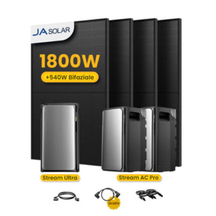 EcoFlow Stream Ultra All-in-One Speicher für Balkonkraftwerke - Stream Ultra + 2*Stream AC PRO / mit 4 x 450 Full Black Solarmodule / Powerness Express (Versandkosten werden bei der Kasse berechnet)