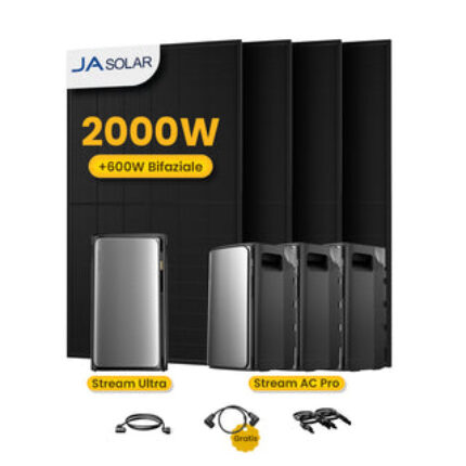 EcoFlow Stream Ultra All-in-One Speicher für Balkonkraftwerke - Stream Ultra + 3*Stream AC PRO / mit 4 x 500 Full Black Solarmodule / Powerness Express (Versandkosten werden bei der Kasse berechnet)