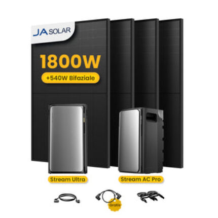 EcoFlow Stream Ultra All-in-One Speicher für Balkonkraftwerke - Stream Ultra + Stream AC PRO / mit 4 x 450 Full Black Solarmodule / Powerness Express (Versandkosten werden bei der Kasse berechnet)