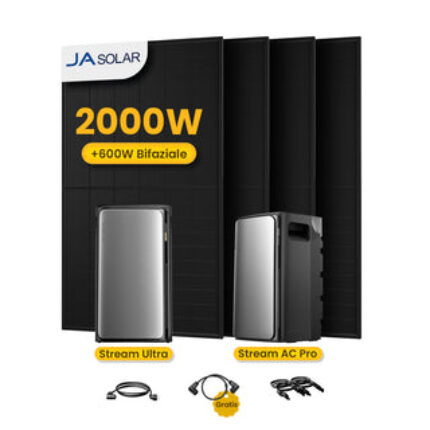 EcoFlow Stream Ultra All-in-One Speicher für Balkonkraftwerke - Stream Ultra + Stream AC PRO / mit 4 x 500 Full Black Solarmodule / Powerness Express (Versandkosten werden bei der Kasse berechnet)