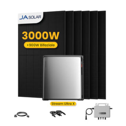 EcoFlow Stream Ultra X, 3840Wh, All-in-One Speicher für Balkonkraftwerke, by Powerness - mit 6 x 500W Bifaziale Solarmodule + 800W Wechselrichter / ohne Halterung / Powerness Express (Versandkosten werden bei der Kasse berechnet)