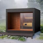 Elegante Sauna mit Terrasse | Geräumige Außensauna Osa 350