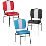 FineBuy 2er Set Esszimmerstuhl American Diner 50er Jahre Retro, Sitzfläche gepolstert mit Rücken-Lehne, Essstuhl