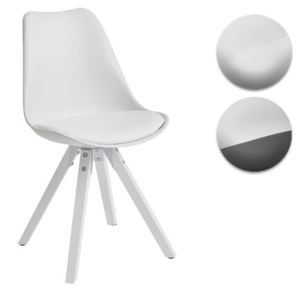 Finebuy 2er Set Retro Esszimmerstuhl mit weißen Beinen, Polsterstuhl Skandinavisch Rückenlehne, Küchenstuhl Kunstleder gepolstert