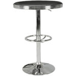 FineBuy American Diner Bartisch rund Ø 60 cm Aluminium Kunstlederbezug, Retro Stehtisch USA Schwarz/Silber, Robuster Bistrotisch 50er Jahre, Partytisch mit Untergestell aus verchromtem Alu