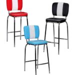 FineBuy Barhocker American Diner 50er Jahre Retro Barstuhl, Sitzfläche mit Rücken-Lehne, Fußstütze, Sitzhöhe 76 cm