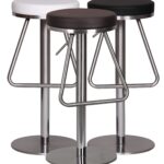 FineBuy Barhocker Edelstahl höhenverstellbare Sitzfläche 54 - 79 cm, Design Barstuhl, Bistrohocker Barsitz Gepolstert, Thekenhocker 360° Drehbar, Tresenstuhl Modern