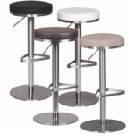 FineBuy Barhocker Edelstahl höhenverstellbare Sitzhöhe 57 - 82 cm, Barstuhl Modern 360° Drehbar, Tresenhocker mit Standfuß, Design Bistrohocker Hoch, Tresenstuhl-Sitz Gepolstert
