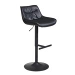 FineBuy Barhocker Kunstleder Schwarz Hocker mit Lehne 86 - 106 cm, Küchenhocker Höhenverstellbar Modern 100 kg, Design Barstuhl Tresenhocker mit Metall-Trompetenfuß, Bistrohocker Gepolstert