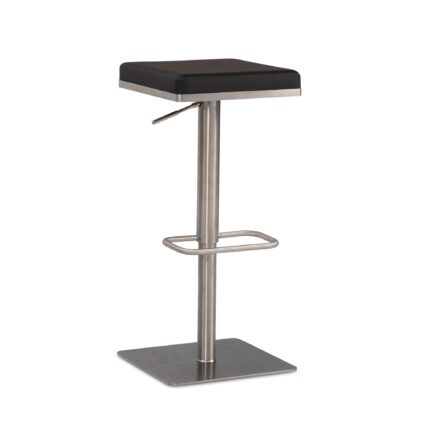 FineBuy Barhocker Schwarz Kunstleder Edelstahl Barstuhl Modern, Design Tresenstuhl Drehbar Gepolstert, Bistrohocker Metall Hoch, Thekenhocker Höhenverstellbar, Hoher Hocker für Bar