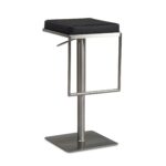 FineBuy Barhocker Schwarz Kunstleder Edelstahl Design Barstuhl Modern, Tresenstuhl Drehbar Gepolstert, Bistrohocker Metall Hoch, Thekenhocker Höhenverstellbar, Hoher Hocker für Bar