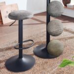 FineBuy Barhocker Wildlederoptik Hocker ohne Lehne 58 - 79 cm, Küchenhocker Stoff / Metall 100kg, Design Barstuhl Tresenhocker Drehbar Bistrohocker