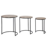 FineBuy Beistelltisch 3er Set Aluminium Gold / Schwarz Design Satztisch Metall Rund, Wohnzimmertisch Abstelltisch Modern, Sofatisch Dekotisch 3-teilig Wohnzimmer, Verschachtelungstische