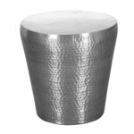 FineBuy Beistelltisch 41 x 41 x 41 cm Aluminium Dekotisch orientalisch rund, Kleiner Hammerschlag Abstelltisch, Designer Ablagetisch Metall modern, Anstelltisch schmal