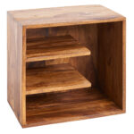 FineBuy Beistelltisch 43x43x30 cm Sheesham Massivholz Design Nachttisch, Kleiner Wohnzimmertisch mit Ablagen, Designer Holztisch massiv, Nachtkonsole Nachtkommode Holz, Anstelltisch modern