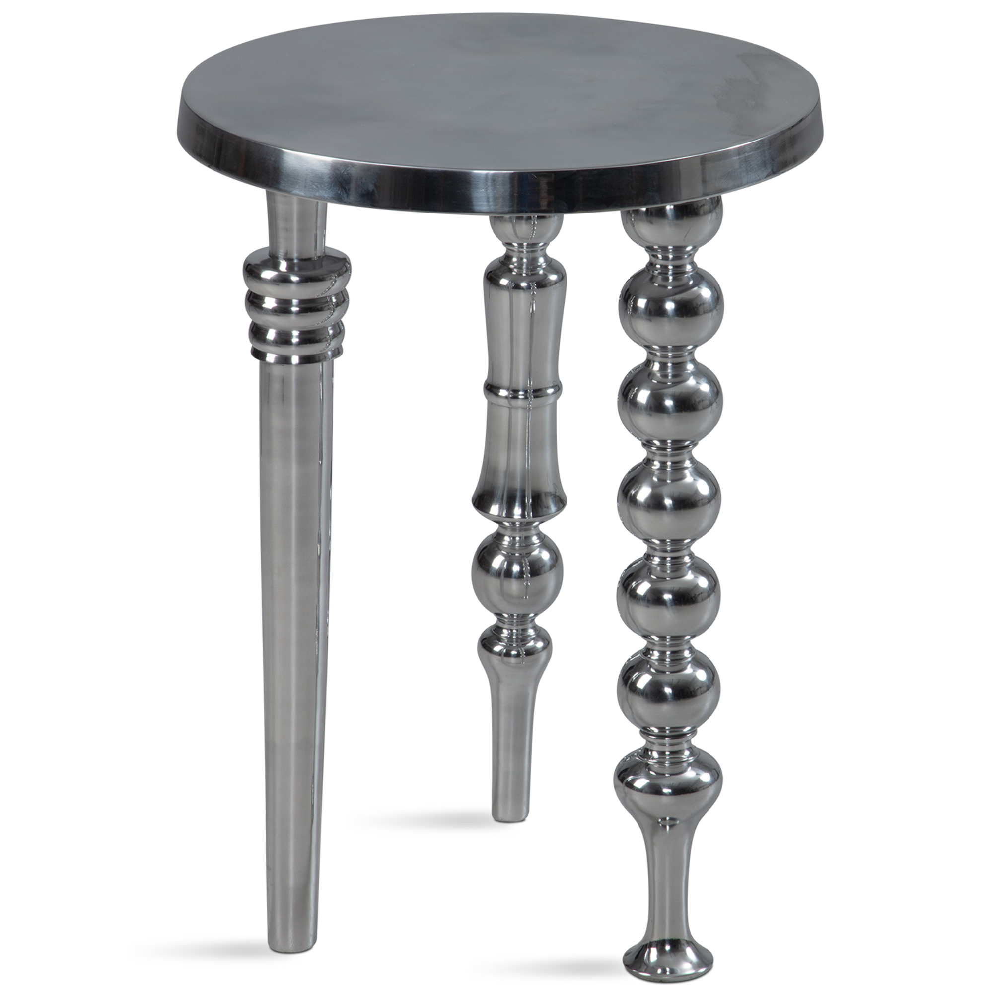FineBuy Beistelltisch 44x44x63 cm Aluminium mit drei verschiedenen Beinen