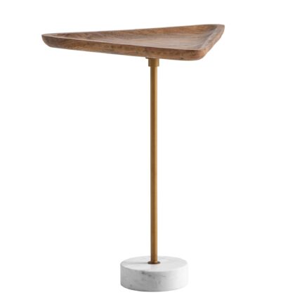 FineBuy Beistelltisch Mango Massivholz Echter Marmor 45x40x55 cm Anstelltisch, Kleiner Abstelltisch Dreieckig, Wohnzimmertisch Couch Modern, Sofatisch Hoch