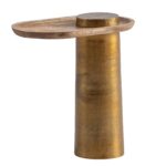 FineBuy Beistelltisch Mango Massivholz Metall 50x30x52 cm Anstelltisch, Kleiner Abstelltisch Oval, Wohnzimmertisch Couch Modern, Sofatisch Hoch