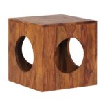 FineBuy Beistelltisch Sheesham Massivholz 35x35x35 cm Cube Wohnzimmertisch, Design Aufbewahrungstisch modern, Kleiner Holztisch in Würfel-Form, Quadratischer Dekotisch mit Stauraum