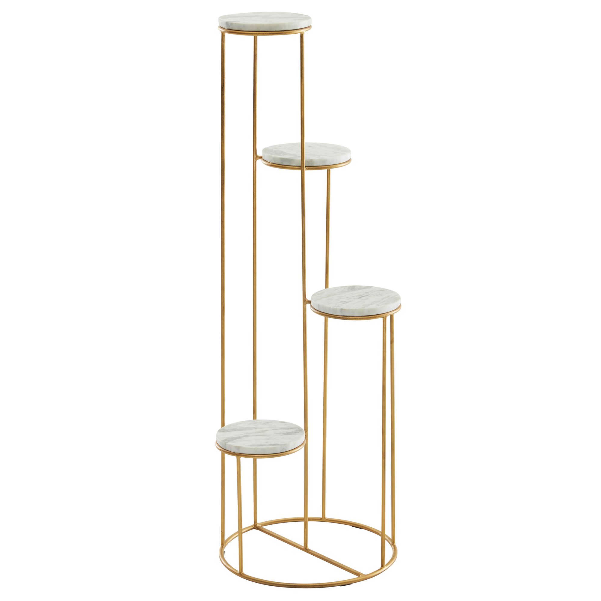 FineBuy Blumenständer Echter Marmor Weiß 36
