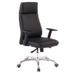 FineBuy Bürostuhl PORTO Echt-Leder Schwarz ergonomisch mit Kopfstütze, Design Chefsessel Schreibtischstuhl ergonomisch mit Wippfunktion, Drehstuhl mit Armlehnen X-XL 120 kg