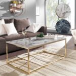 FineBuy Couchtisch 100x60x40 cm mit Marmor Optik, Wohnzimmertisch mit Metall-Gestell, Sofatisch Eckig Tisch Wohnzimmer, Beistelltisch
