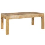 FineBuy Couchtisch 110 x 60 x 47 cm Rechteckig Mangoholz Natur Hell-Braun, Massivholz Stubentisch Landhaus-Stil, Echtholz Tisch Wohnzimmer Rustikal, Wohnzimmertisch Sofatisch Modern
