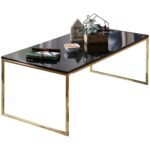 FineBuy Couchtisch 120x45x60 cm Metall Holz Sofatisch Schwarz / Gold, Design Wohnzimmertisch rechteckig, Stubentisch mit Metallgestell, Kaffeetisch klein, Wohnzimmer Loungetisch modern