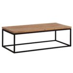 FineBuy Couchtisch 120x60x40 cm Akazie Massivholz Metall Sofatisch Rechteckig, Design Wohnzimmertisch mit natürlicher Holzmaserung, Kaffeetisch Wohnzimmer Modern