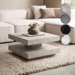 FineBuy Couchtisch 60x60x34 cm Sofatisch Modern, Design Wohnzimmertisch mit Stauraum Quadratisch, Loungetisch Klein, Kaffeetisch