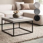 FineBuy Couchtisch 60x60x38 cm Sofatisch Modern, Design Wohnzimmertisch Quadratisch, Loungetisch Klein, Kaffeetisch Metallbeine