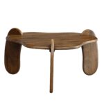 FineBuy Couchtisch 78x78x39,5 cm Mango Massivholz Walnussfarben Sofatisch Niedrig, Dreibein Wohnzimmertisch Organisch, Design Kaffeetisch Wohnzimmer Modern mit natürlicher Holzmaserung