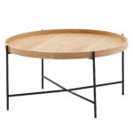 FineBuy Couchtisch 78x78x40 cm Sofatisch Holz / Metall Wohnzimmertisch Eiche, Design Stubentisch Modern Rund, Holztisch Kaffeetisch, Tisch Wohnzimmer