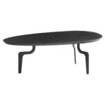 FineBuy Couchtisch 86x50x30 cm Mango Massivholz Schwarz Sofatisch Niedrig, Dreibein Wohnzimmertisch Oval, Design Kaffeetisch Wohnzimmer Zeitlos