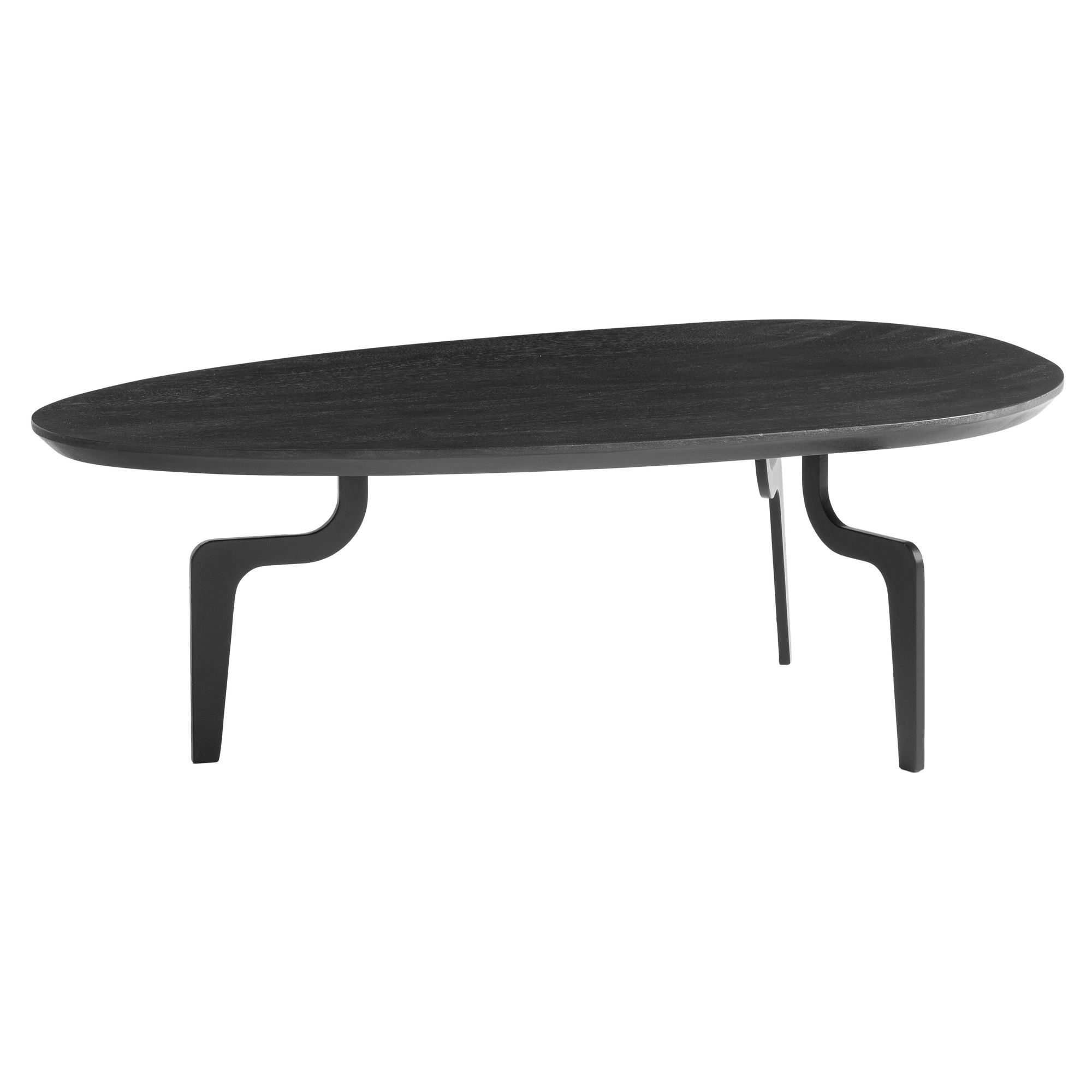 FineBuy Couchtisch 86x50x30 cm Mango Massivholz Schwarz Sofatisch Niedrig