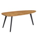 FineBuy Couchtisch Akazie Massivholz 110 x 45 x 60 cm Wohnzimmertisch Nierenform, Sofatisch Modern Holztisch, Tisch Wohnzimmer Holz/Metall