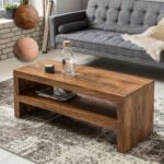 FineBuy Couchtisch Massiv-Holz 110 cm breit Wohnzimmer-Tisch Design braun Beistelltisch Wohnzimmermöbel Echtholz rechteckig