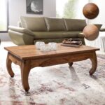 FineBuy Couchtisch Massiv-Holz 110 cm breit Wohnzimmer-Tisch Design dunkel-braun Landhaus-Stil Beistelltisch