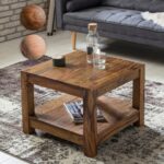 FineBuy Couchtisch Massiv-Holz 60 x 60 cm Wohnzimmer-Tisch Design braun Landhaus-Stil Beistelltisch Farbe wählbar
