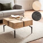 FineBuy Couchtisch Massivholz 60x60x40 cm Quadratisch mit Metallgestell, Kleiner Sofatisch Würfel-Form, Wohnzimmertisch Couch Modern, Kaffeetisch Cube