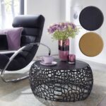 FineBuy Couchtisch Metall 66x66x30 cm Sofatisch Aluminium Rund, Design Wohnzimmertisch mit Ast-Struktur, Kleiner Kaffeetisch Modern, Beistelltisch Anstelltisch Wohnzimmer