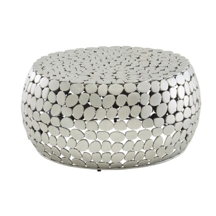 FineBuy Couchtisch Metall Silber 66x66x32 cm Sofatisch Aluminium, Design Wohnzimmertisch Rund, Kleiner Kaffeetisch Modern, Beistelltisch Anstelltisch Wohnzimmer