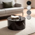 FineBuy Couchtisch MONOBLOC 60x60x30 cm, Design Wohnzimmertisch Rund, Lounge Sofatisch Kaffeetisch Modern