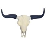 FineBuy Deko Geweih Büffel-Schädel Weiß 55,5 cm Aluminium Design Stierkopf, Wanddekoration Horn Modern, Wandskulptur mit Hörner, Geweih-Jagdtrophäe Metall, Wandschmuck Groß